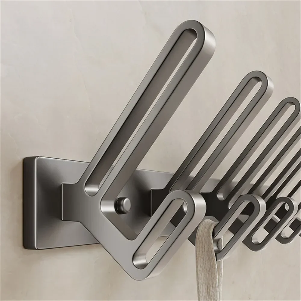 7/8 Hooks Aluminum Coat Rack Wall Mounted Long Clothing Rack Hanger Hat Keys Organizer Bedroom Living Room Bathroom Hooks