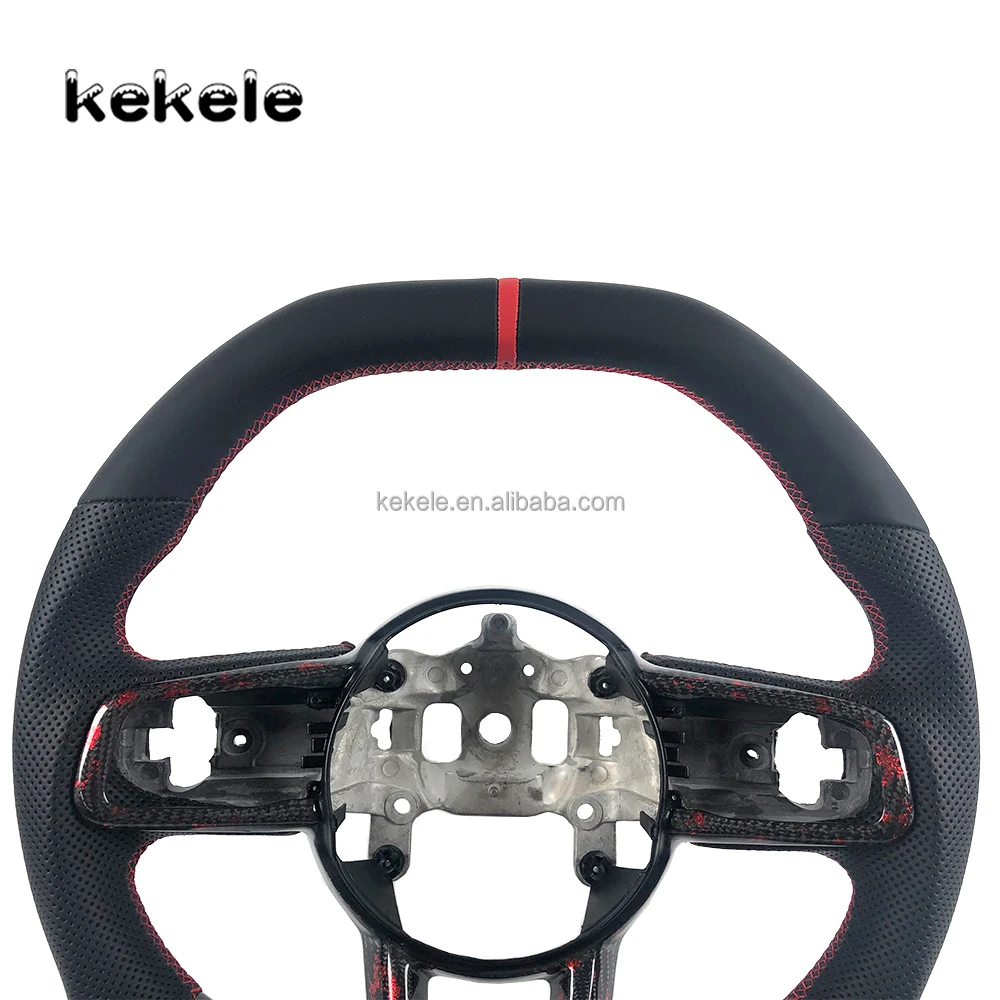 Full Leather Red Forged Carbon Fiber Steering Wheel for Jeep Wrangler JL 2018-2025  Gladiator JT Car Interior Accessories