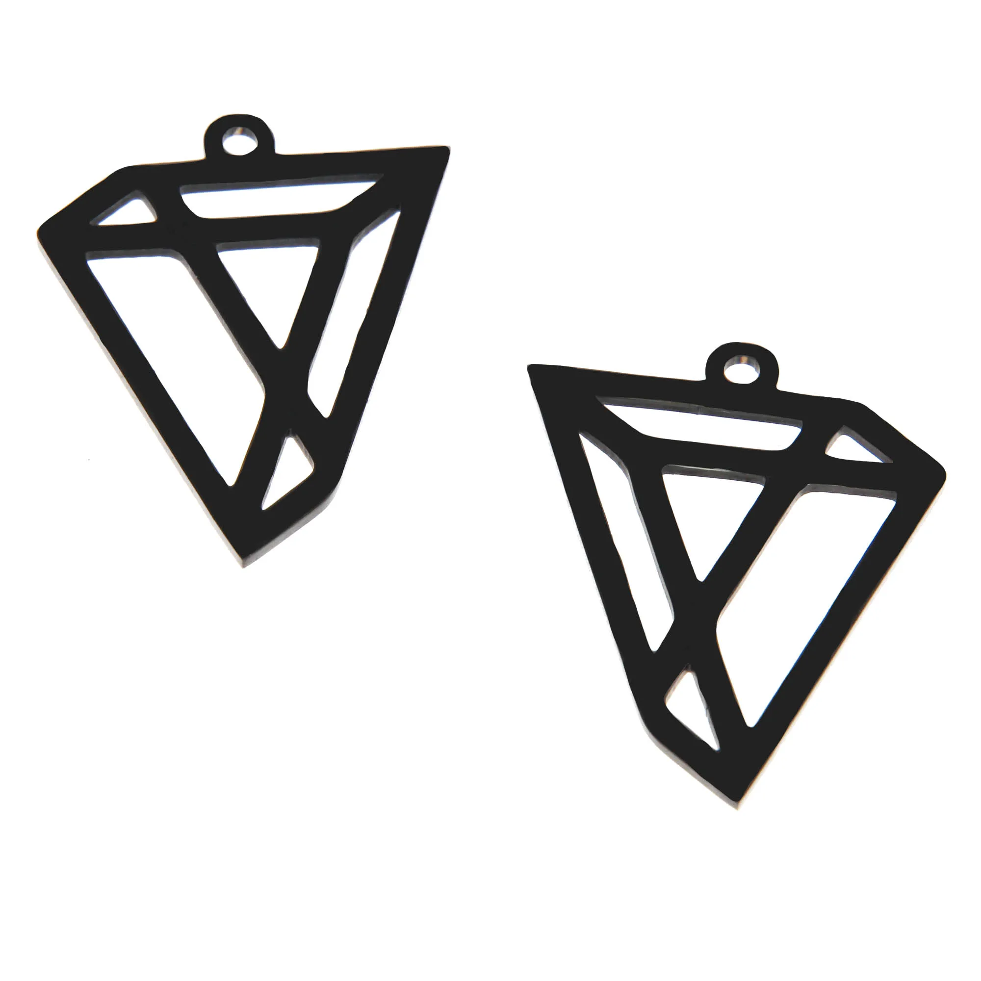 

5Pieces/lot Origami Triangle Charm Stainless Steel Black Pendant for Diy Earring Necklace Jewelry Making 33*23mm