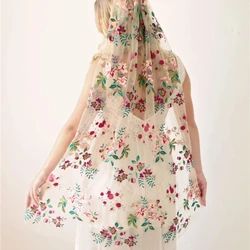 Wildflowers Long Bridal Wedding Veils Floral Short with Comb Embroidered Tulle Lace for Brides Accessories White Colorful New