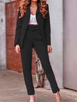 Women's Suit Comes with Wide Belt V Neck Suit Jacket + Wide Belt Carrot Version Trousers Suit, Suit Two-Piece Suit, Wide Belt t