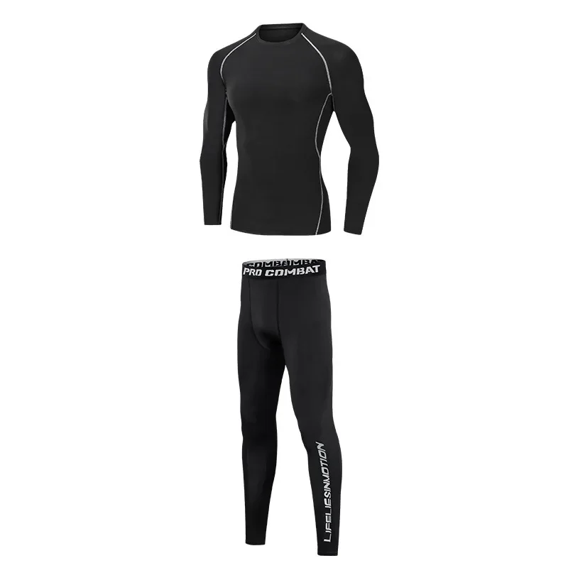 Compresion Hombre Long Sleeve Pants Sets Men's Sports Fitness Gym Workout Clothes Sports Tight Running Compression Training Suit