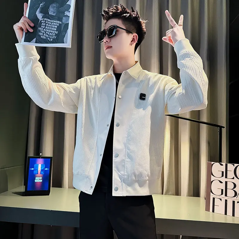 

Мужская приталенная куртка Slim Fit для молодежи, маленький размер, повседневная осенняя одежда, молодежная куртка на молнии с длинными рукавами