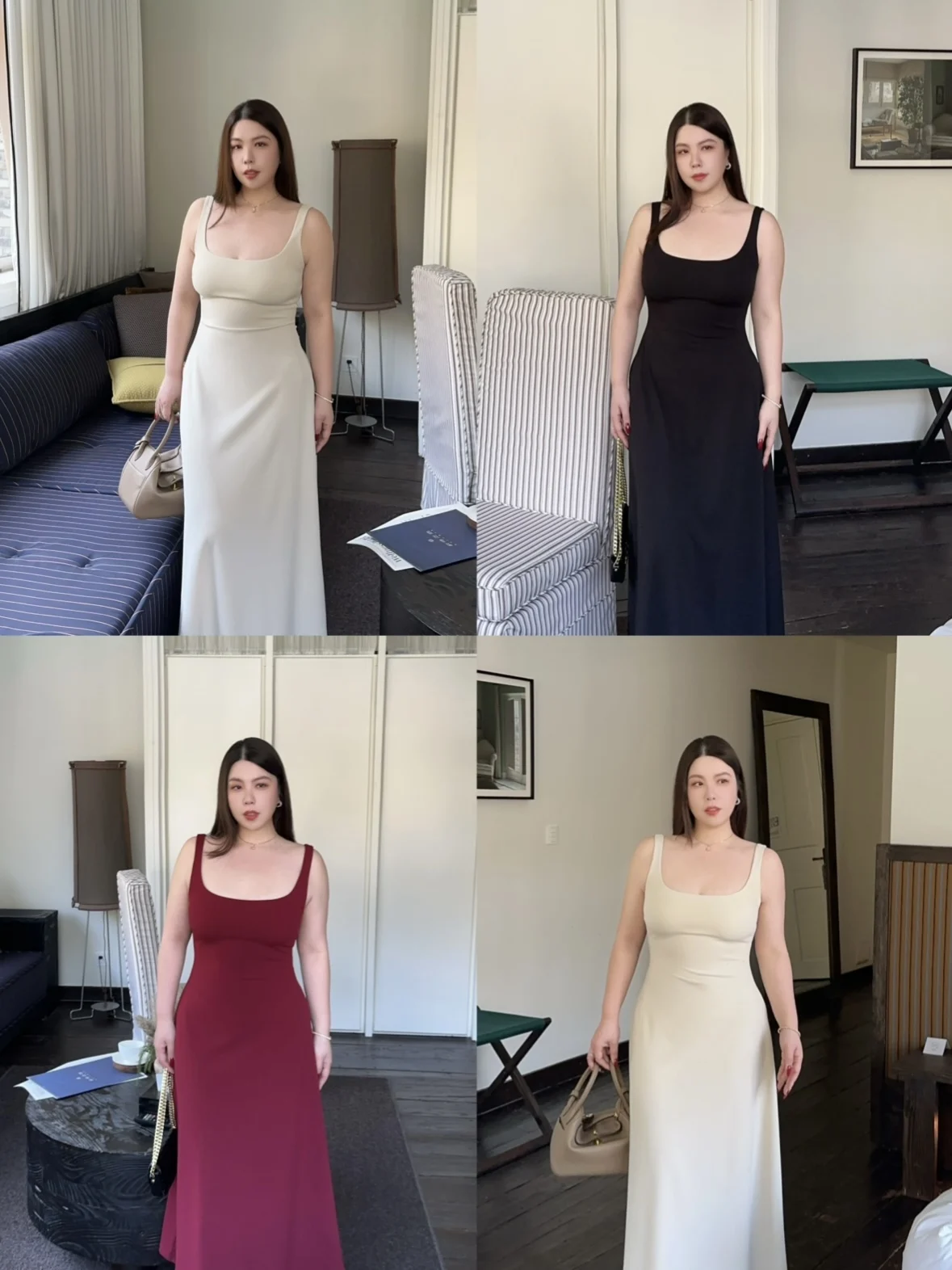 

Elegant Square Neckline A-Line Dress Slim Fit Long Dress Date Night Gown Vintage plus Size Vest Dress Polyester Fiber