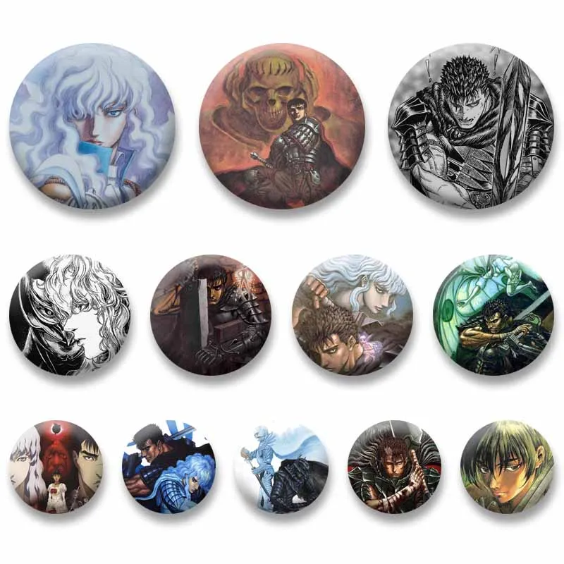 Anime Manga B-Berserk Soft Button Pins Griffith Guts Cartoon Badges Snap-in Lapel Brooch Custom Jewelry Accessories for Hat Bag