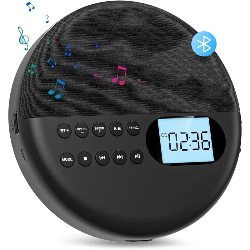 

Portable Personal CD Player and MP3 Player with Anti Skip Protection and dual Stereo Speaker, play speed adjust player walk man