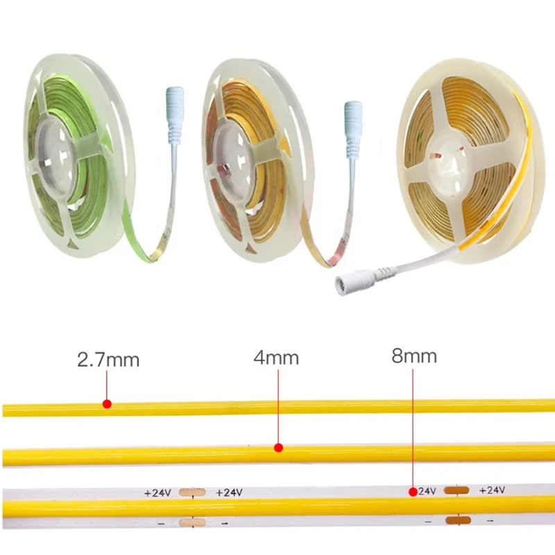 Imagem -03 - Cob Led Strip Light para Decoração de Casa Luzes de Fita dc Feminino Quarto Rosa Vermelho Azul Verde dc Feminino 12v 24v 480leds por m 5m