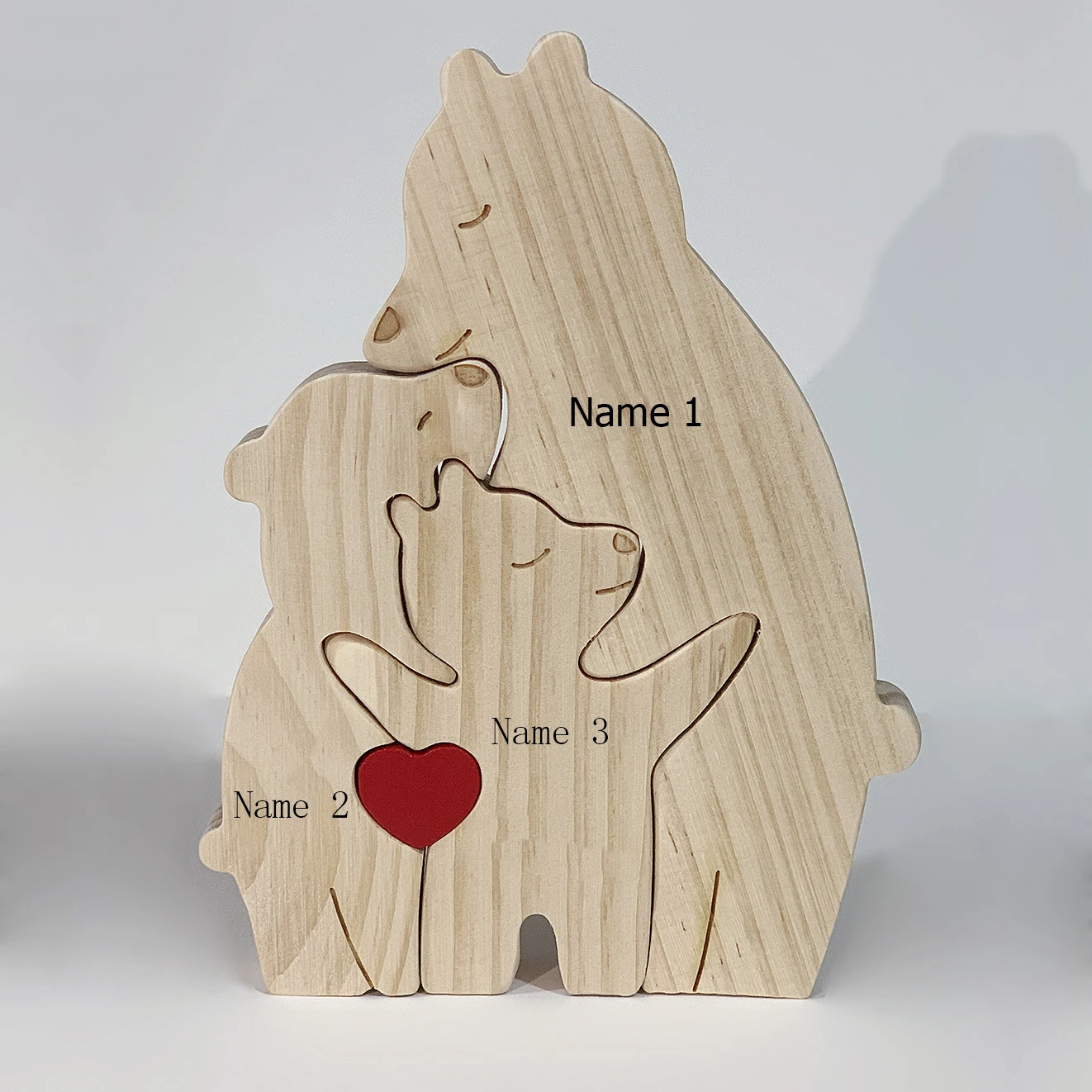 Personalized Wooden Single Parent Bear Puzzle Custom Family Name Sculpture Mother’s Day Birthdays Gift for Single Mom Single Day