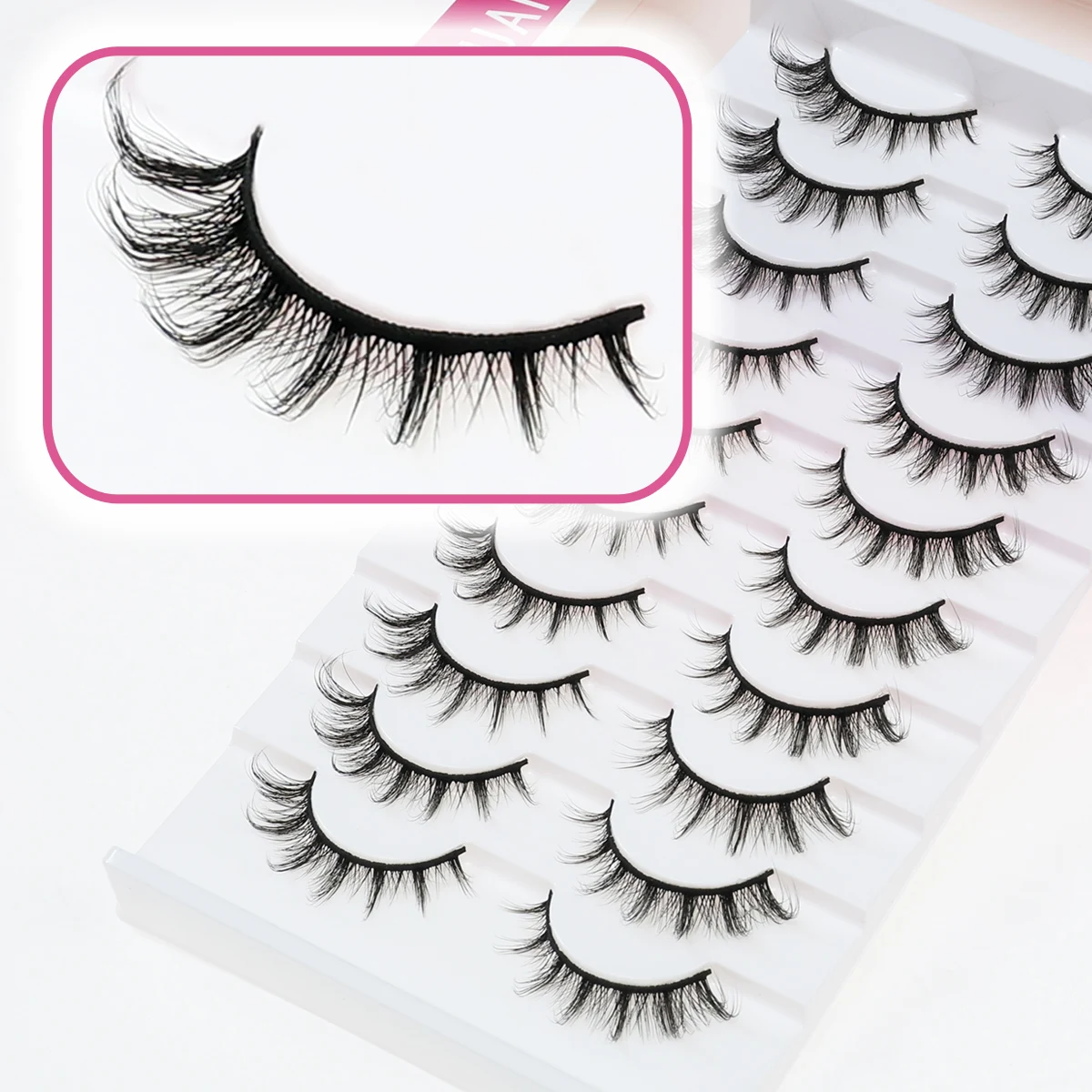 

Xuanfeiwu Full Strip Hard Stem Elongated Natural Eyelashes for a Natural Look, Suitable for Daily Wear, with a Sparse, Short in the Front and Long in the Back Design