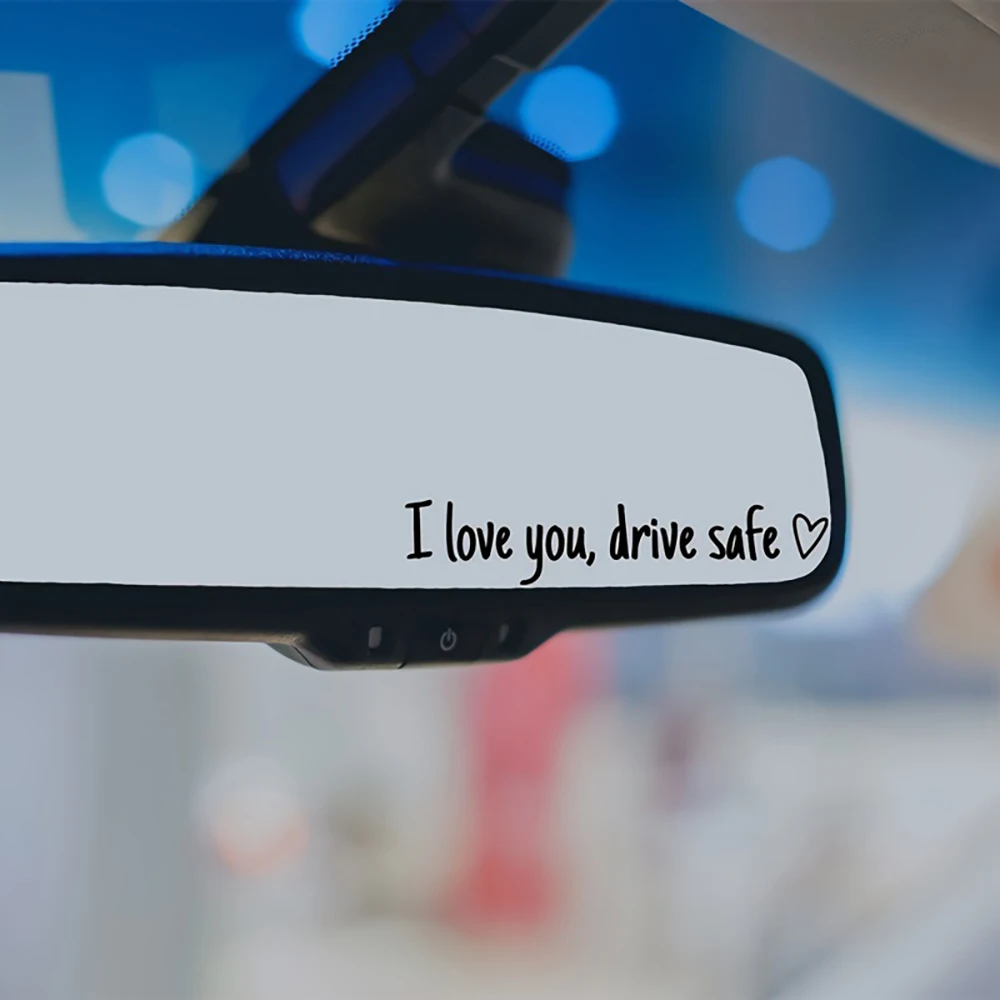 ملصقات مرآة السيارة الآمنة I Love You Drive، تذكير معقول، تذكير السلامة على شكل قلب للنساء، ملصق داخلي للسيارة #3