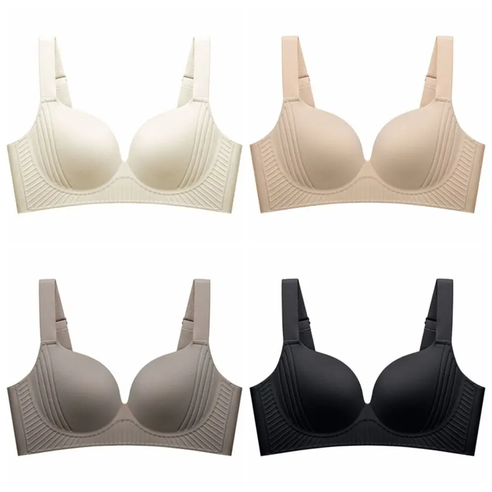 Reggiseno push up anti-cedimento regolabile antiurto senza fili con scollo a V profondo per donna Lingerie Reggiseno sottile senza cuciture per ragazze