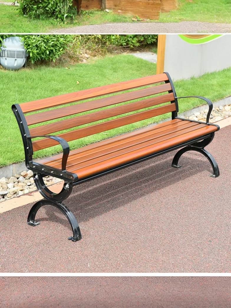 Park chairs, outdoor benches, outdoor waterproof backrests, solid wood chairs, anti-corrosion chairs, leisure plastic long woode