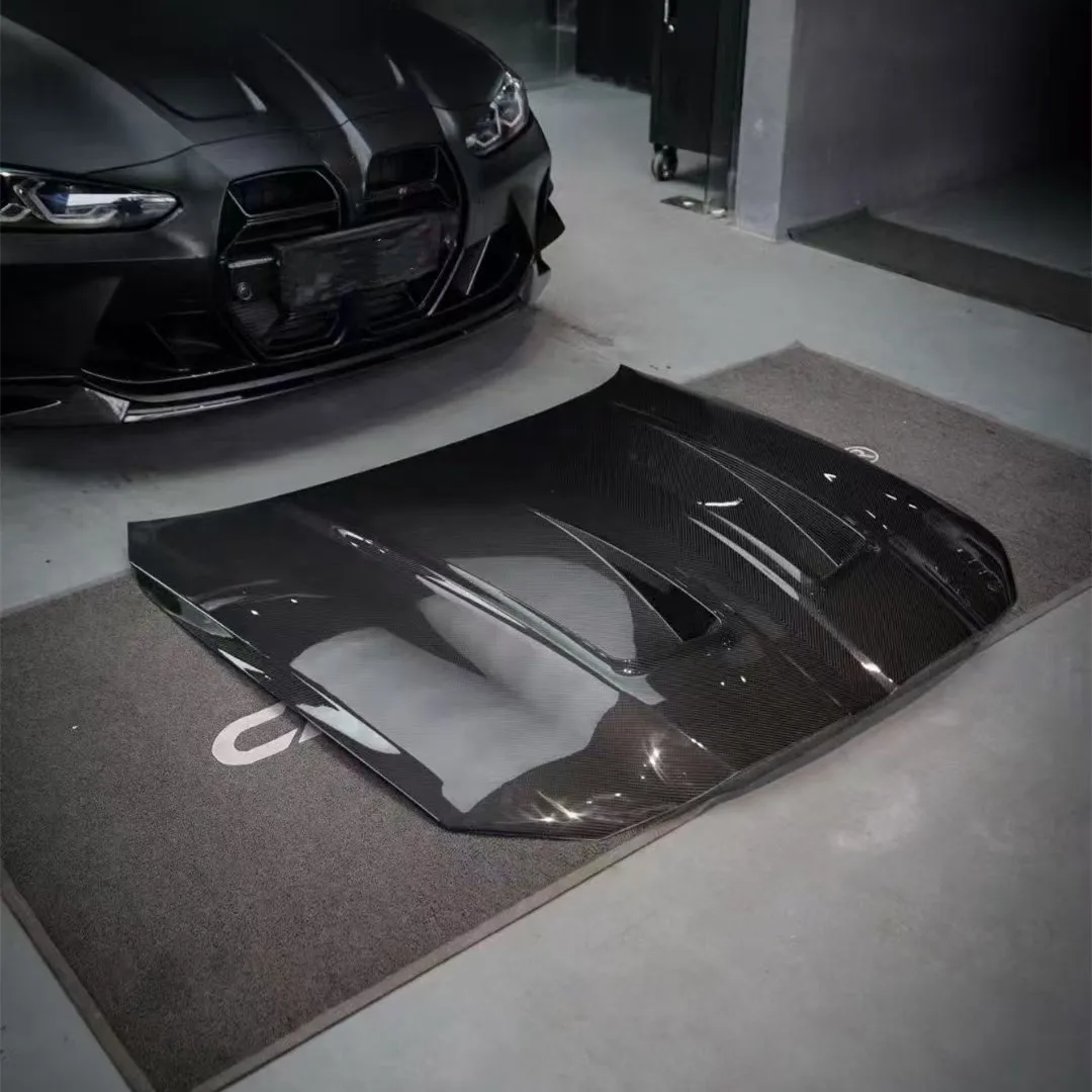 

Real Dry Carbon Fiber Front Cover Engine Hood for 2021 2022 M3 M4 G80 G82 G83 Body Parts Front Face Cover