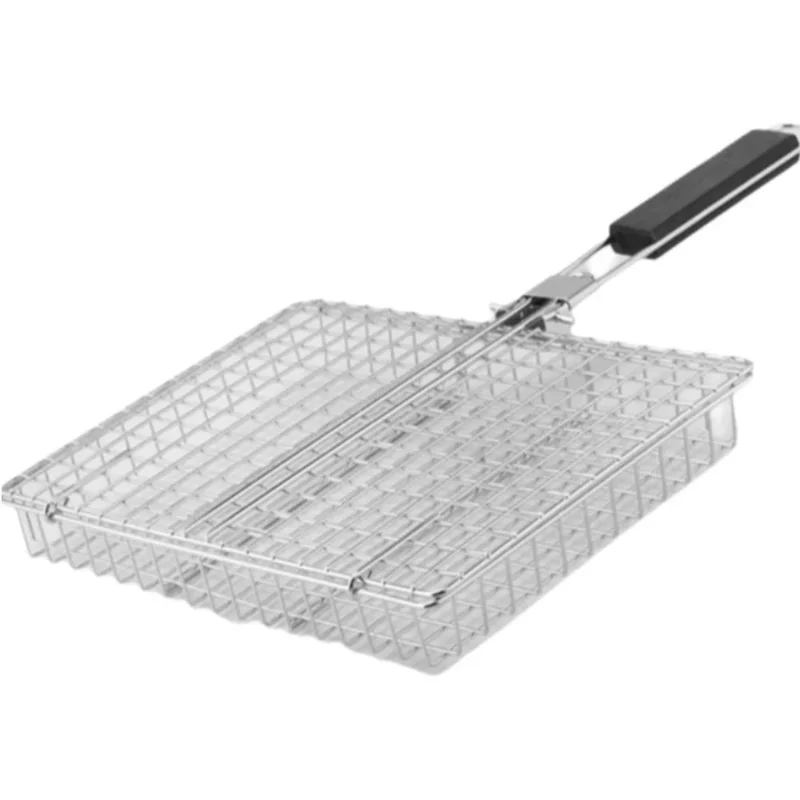 مشبك شواء بمقبض قابل للطي من الفولاذ المقاوم للصدأ، مشبك سمك مشوي متعدد الوظائف في الهواء الطلق، شواء دجاج مشوي، شواية الذرة #6