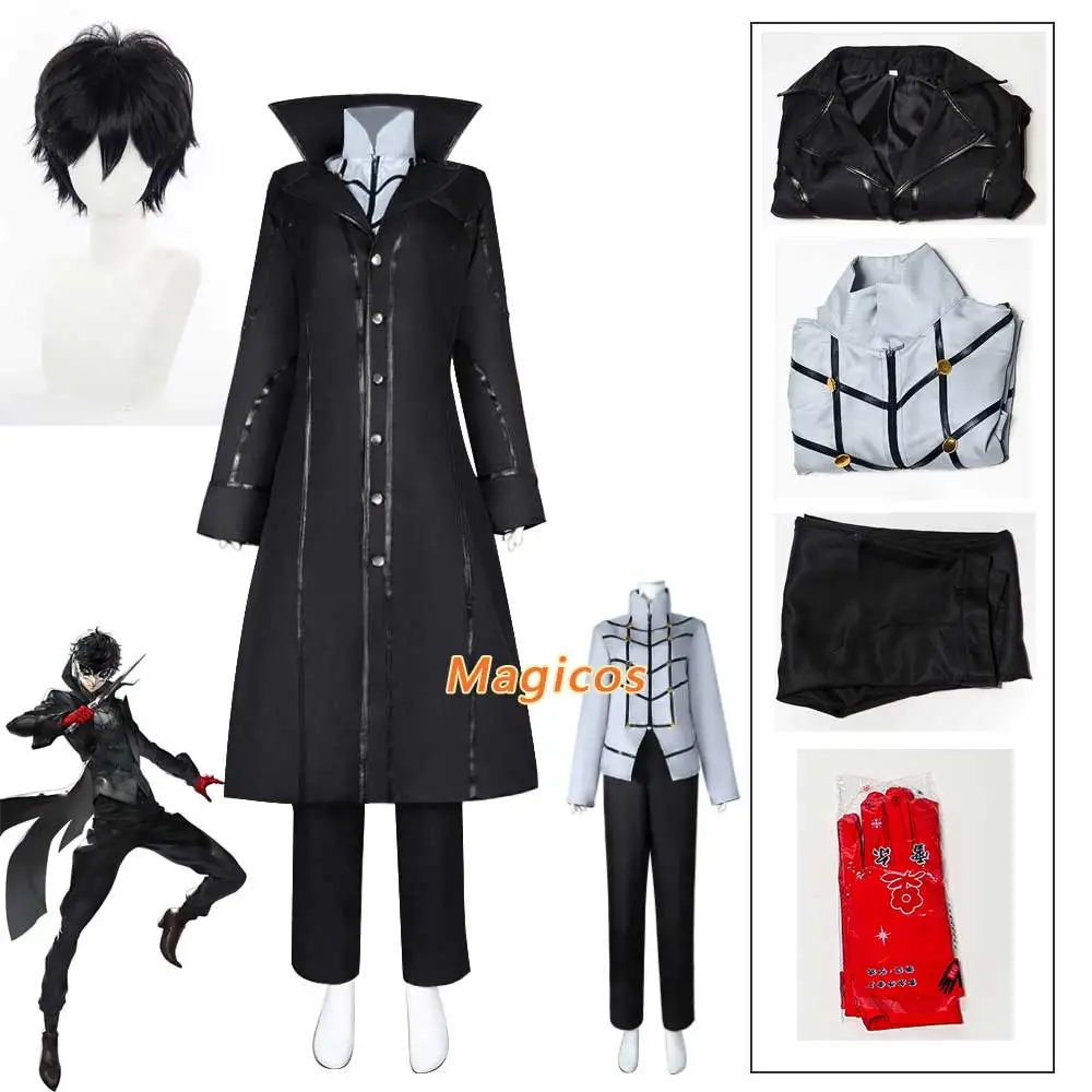 

Anime Game Persona 5 Amamiya Ren Cosplay Costume JOKER Wig Trench Coat Shirt Uniform Man Halloween Christmas Party Suit