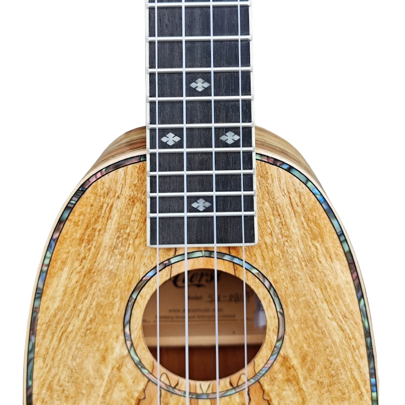 Aiersi-Spalted-Maple Wood Pineapple Ukulele, 21 Inch, Soprano 4 String, Nylon Music Instrument for Professional and Beginner