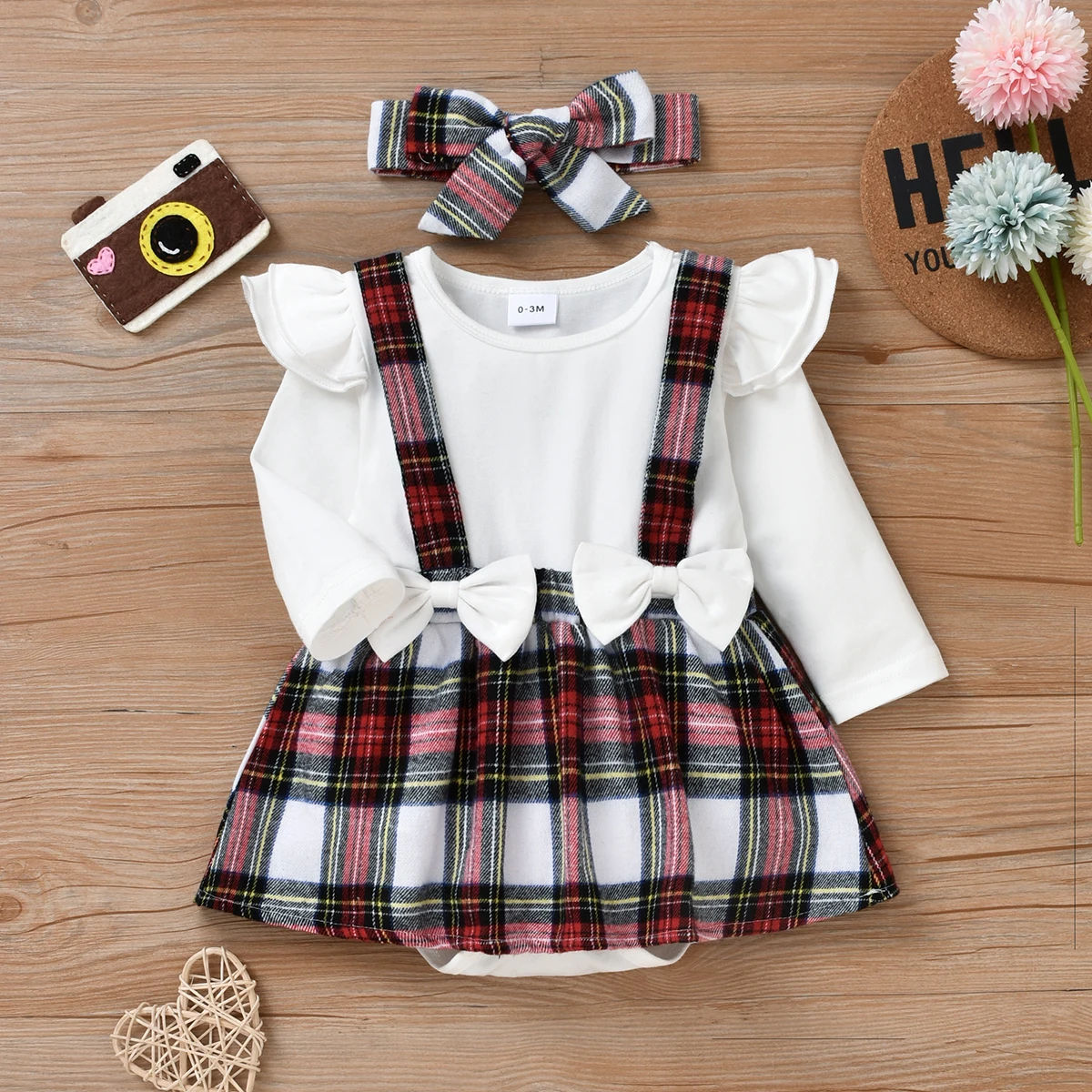 Mädchen Plaid Neckholder Faux Zweiteiliges Kleid Frühling Herbst Saisonale Babykleidung