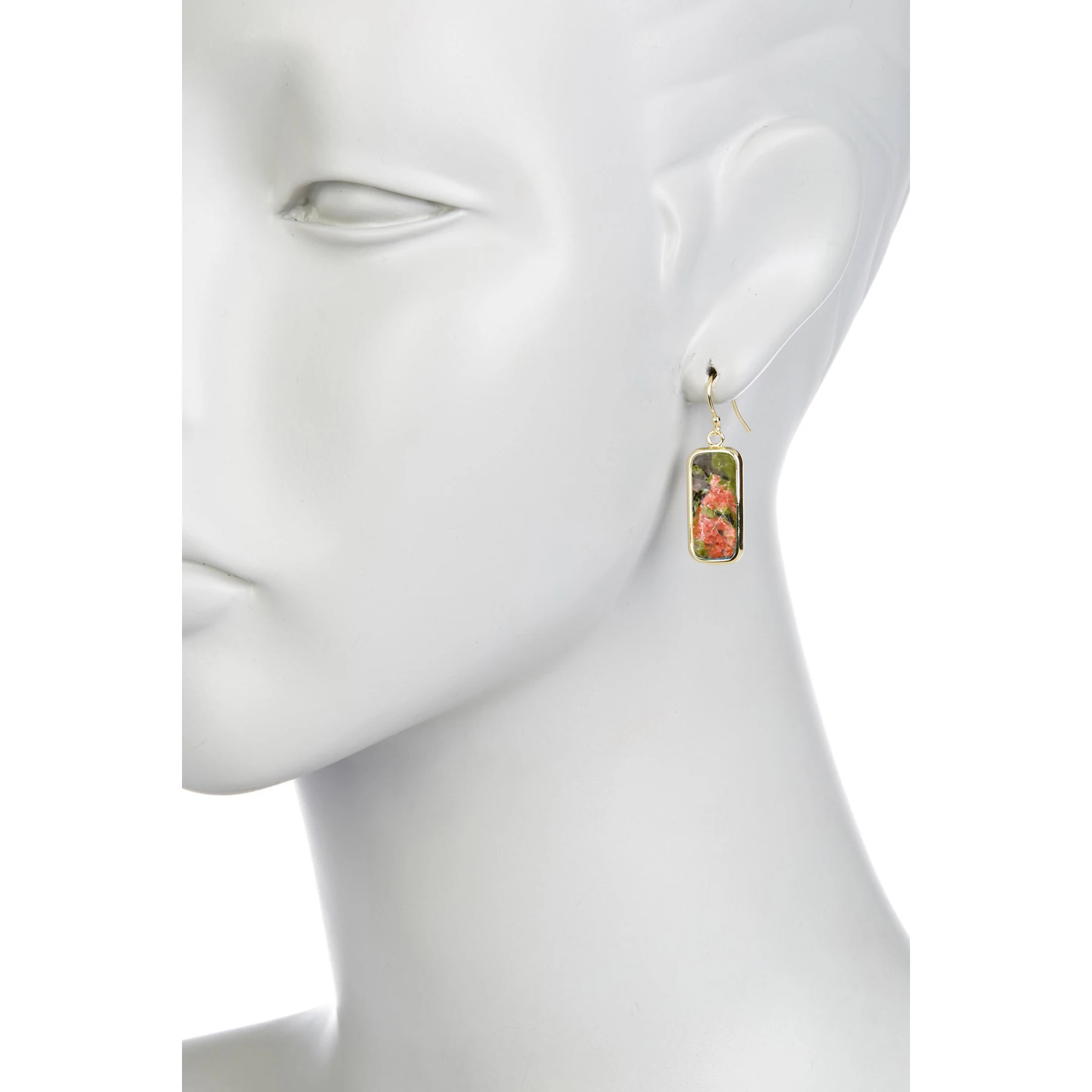 Unakite Fancy Cut Rectangle Drop Earrings Gemstone Earrings for Women