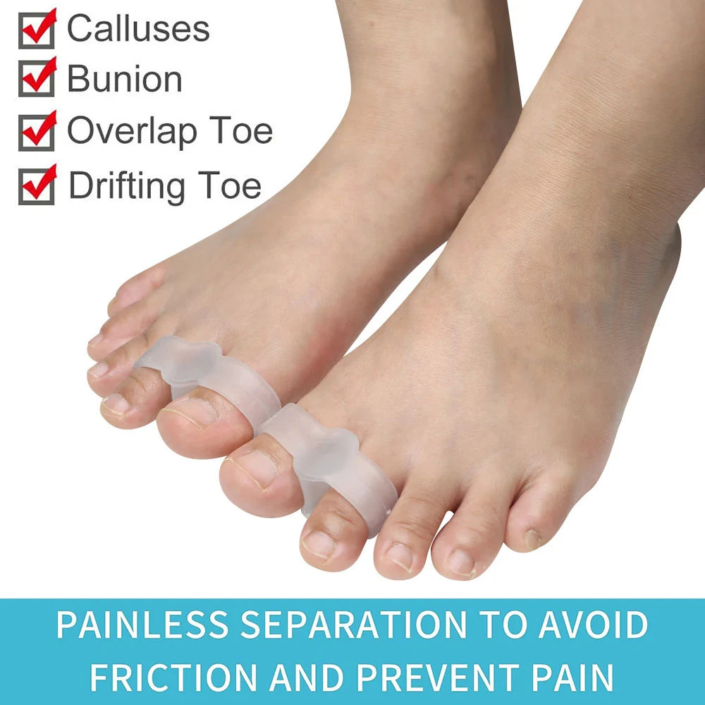 Pexmen 2/4Pcs Gel Bunion Corrector Soft Toe Separators with 2 Loops Big Toe Spacer Suitable for Bunion and Overlapping Toe
