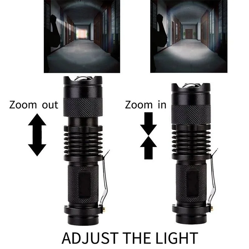 5 Stuks/10 Stuks Led Zaklamp 2000Lumen Zoombare Zaklamp Tactische Waterdichte Led Zaklamp Licht 3 Modi Voor Outdoor Aa/14500