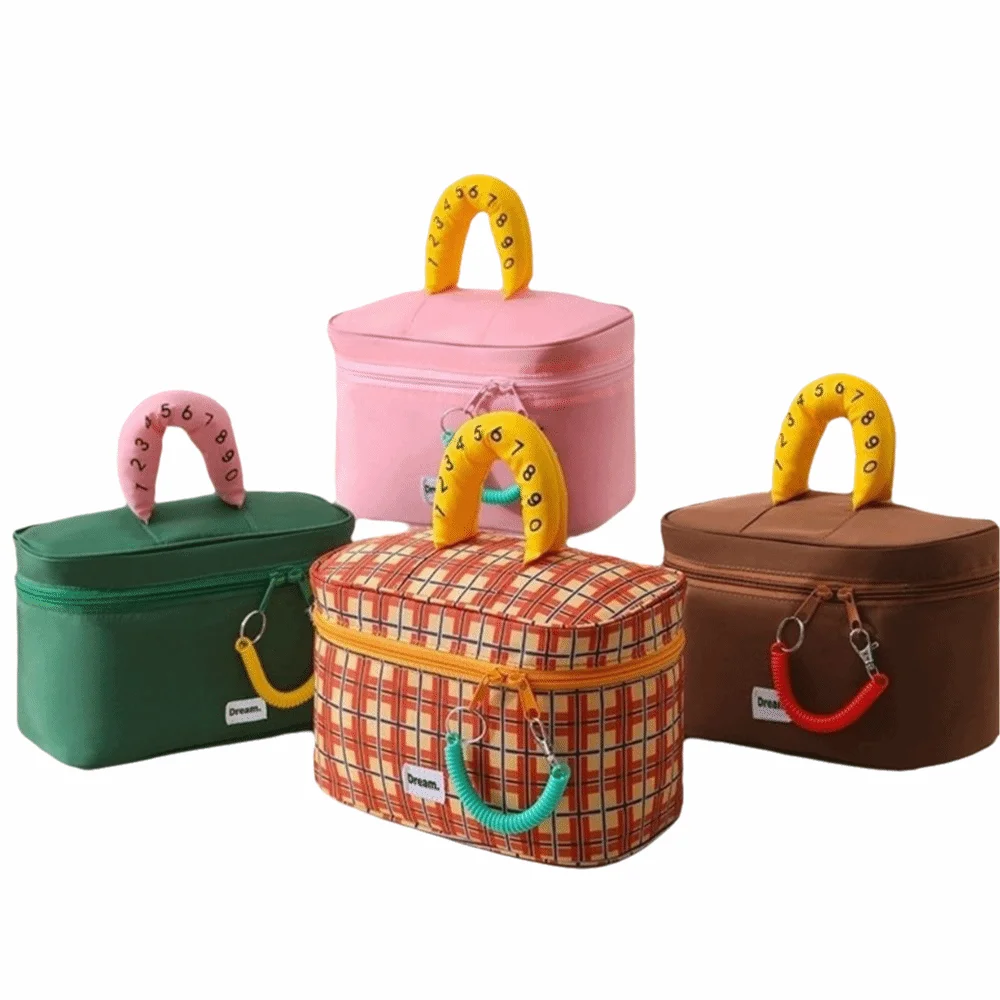 กระเป๋าใส่เครื่องสำอางแบบพกพา ดีไซน์น่ารัก ความจุเยอะ ผ้าฝ้าย กันน้ำ ใช้จัดเก็บของใช้ในห้องน้ำ