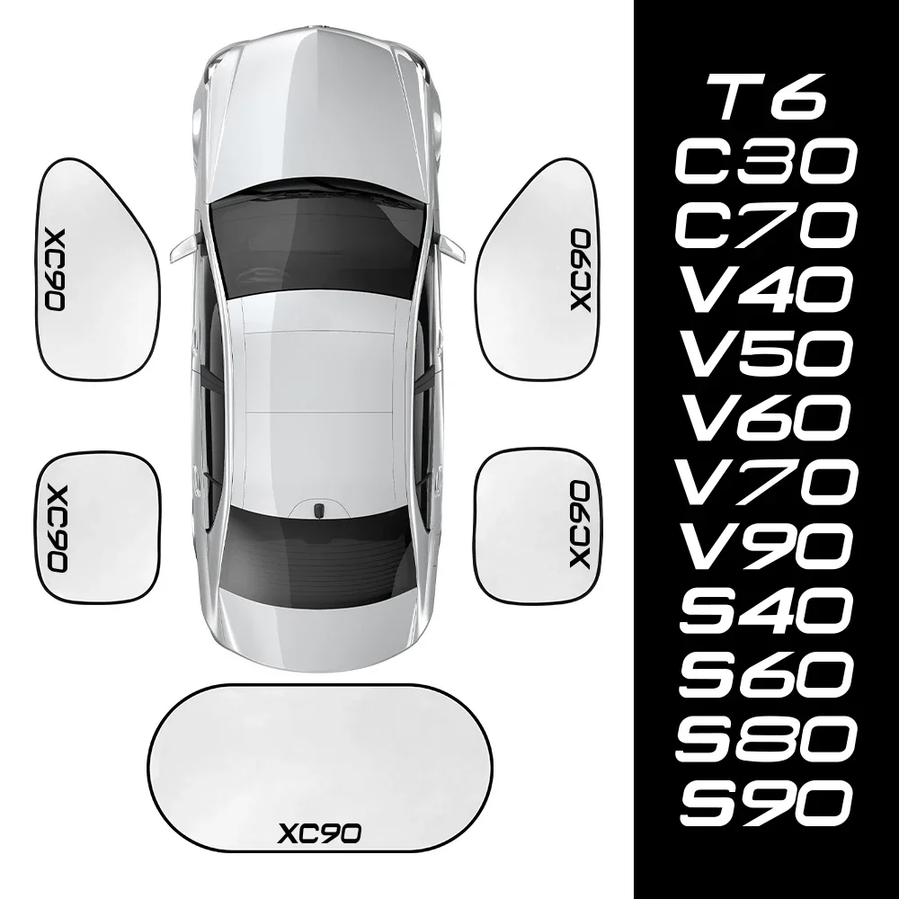 5PCS Car Window Sunshade Cover Auto Accessories For Volvo XC90 XC60 C30 T6 S60 C70 XC40 V40 XC70 V70 V60 V50 S80 S40 AWD V90 S90