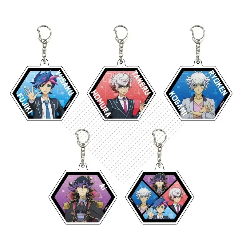 

Game Yu-Gi-Oh! VRAINS Keychain Doll Anime YuGiOh Yusaku Fujiki Takeru Homura Ryoken Kogami Acrylic Keyring Pendant for Gift