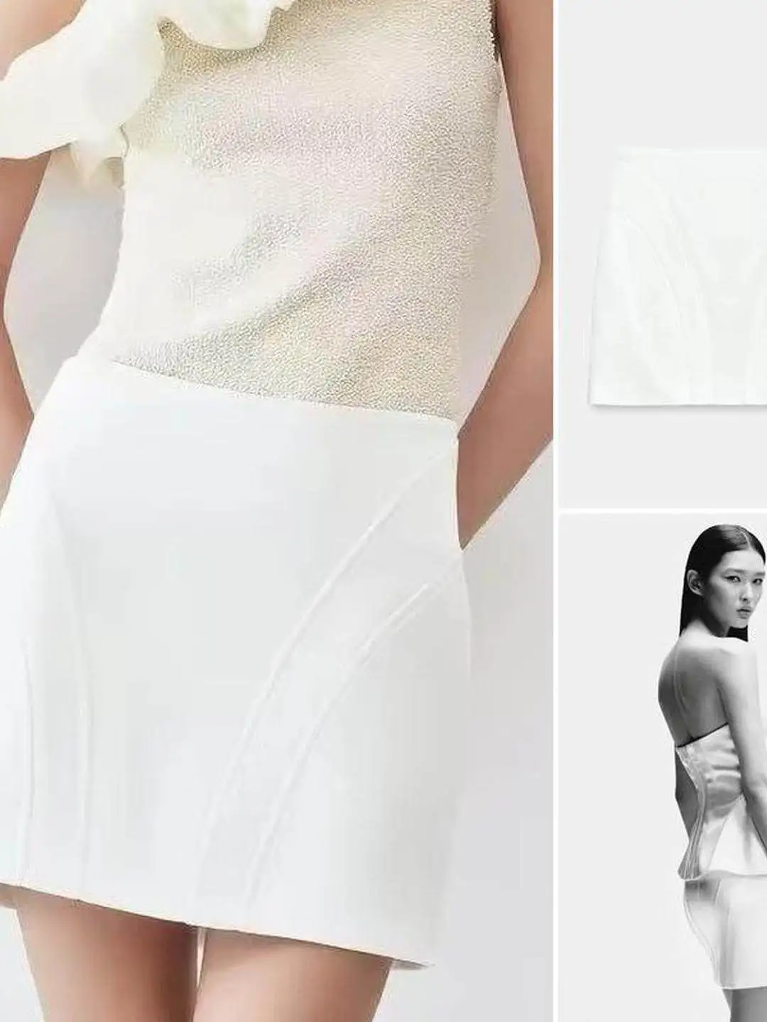 Silk Satin  Skirt mid Waist Detail Decoration Bright Stitch Line Women's Fashion Citywalk Standard Fit Summer New Arrival