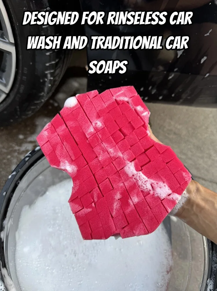 Lucullan Double Side Cross-Cut Red/Black Sponge 2.0 Besserer Halt und Zugriff auf enge Räume für rinseless Car Wash – Detail 7