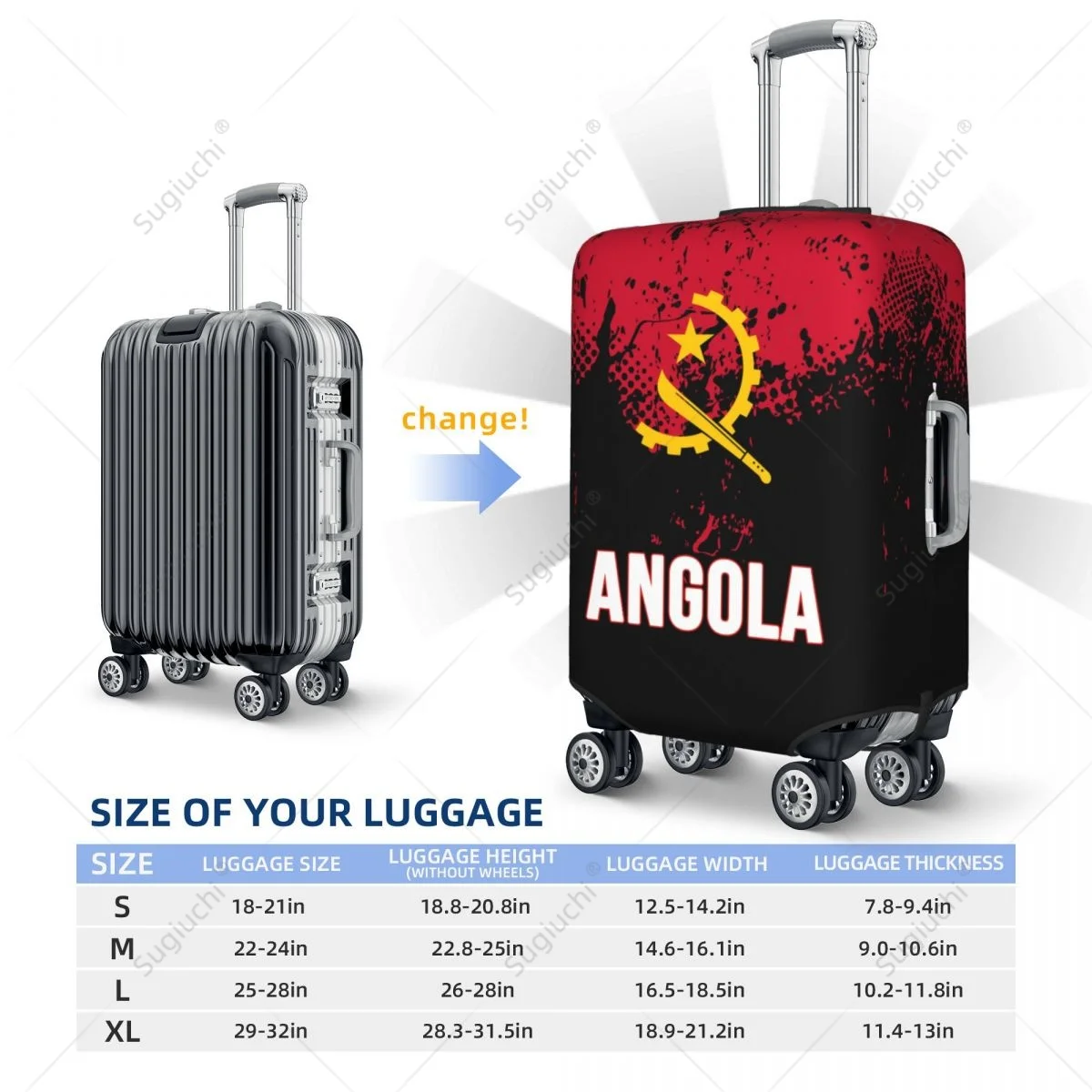 أنغولا العلم غطاء الأمتعة حقيبة مرونة الغبار حالة إكسسوارات السفر المطبوعة الأمتعة حالة واقية