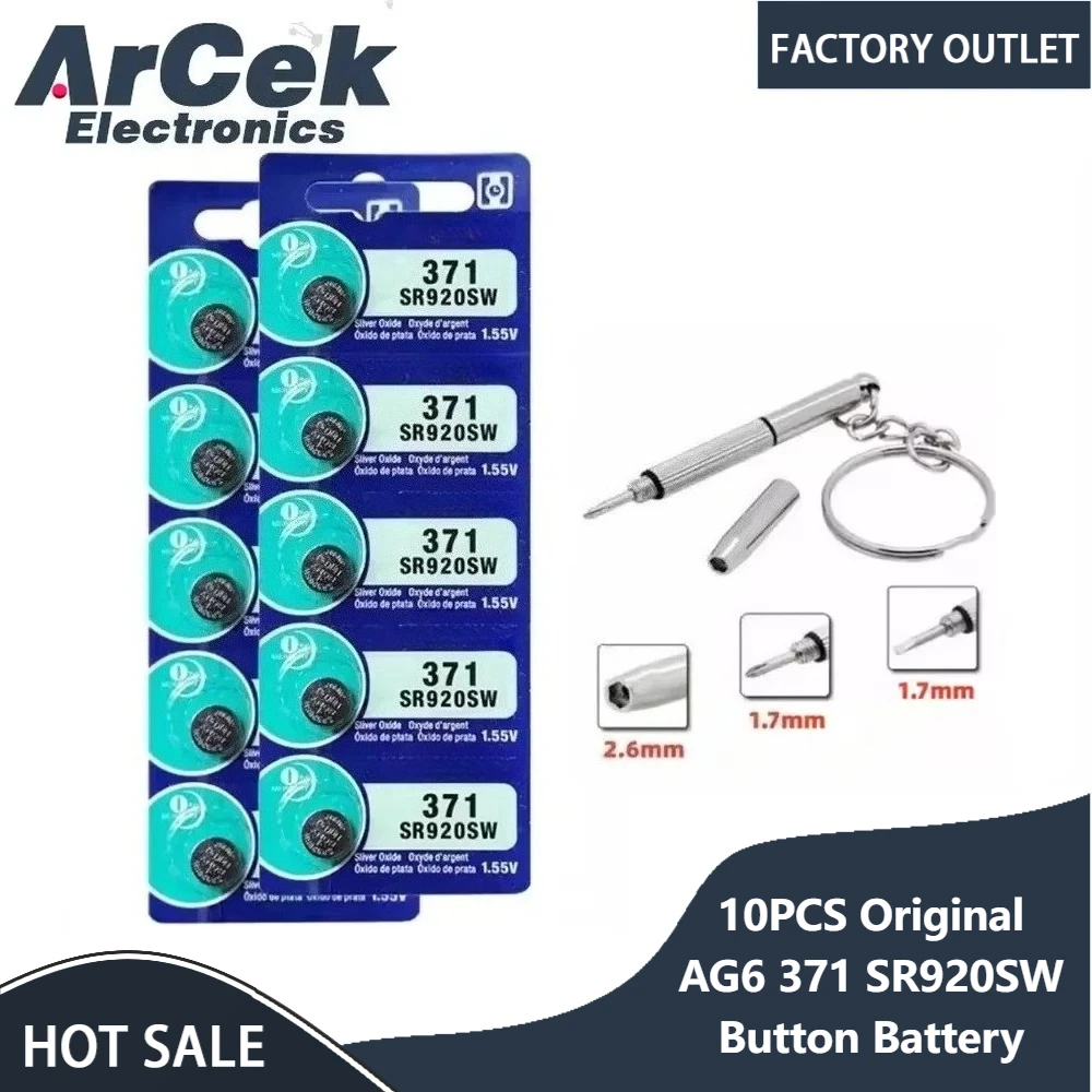 10PCS Original for SONY AG6 371 SR920SW LR920 SR927 171 370 L921 LR69 SR920 Button Batteries for Watch Toys Remote Cell Battery