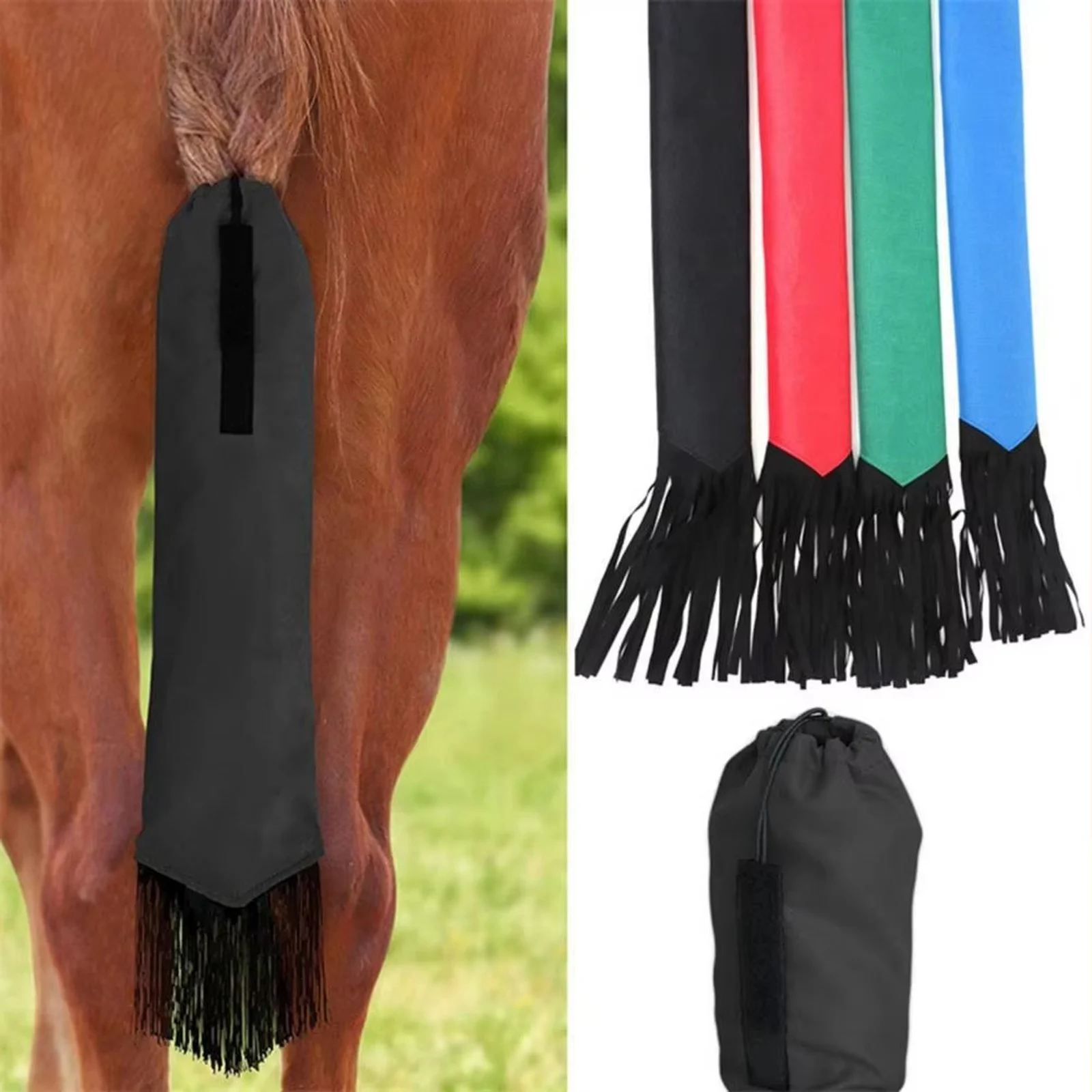 

Anti-mosquito Breathable Non-woven Fabric Horse Tail Protector Drawstring Horse Tail Bag With Fringe Horse Accessories