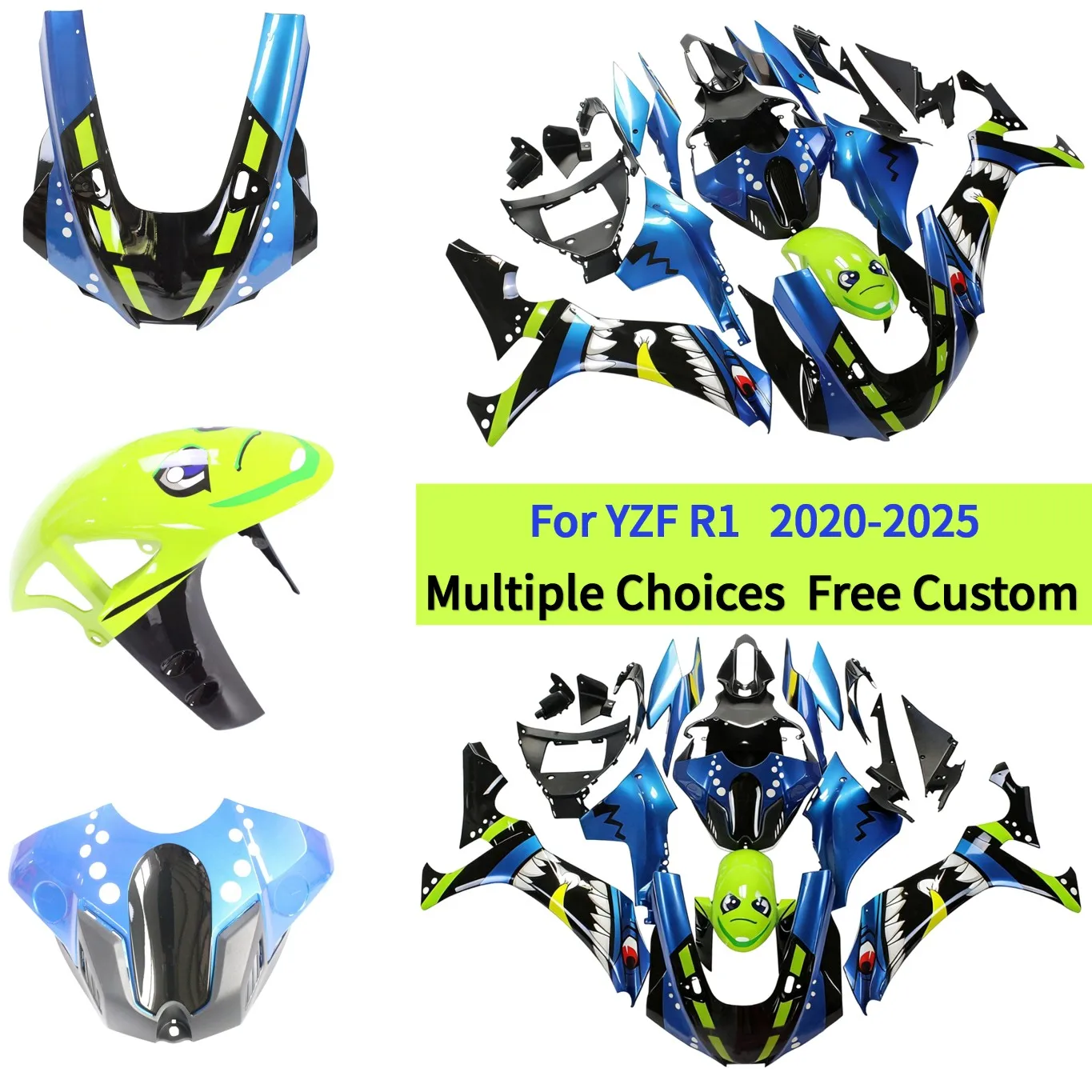 ABS Body Panels Kit For Yamaha R1 2020 2021 2022 2023 2024 2025 YZF-R1 Blue Shark Motorcycle Restoration Fairing Set