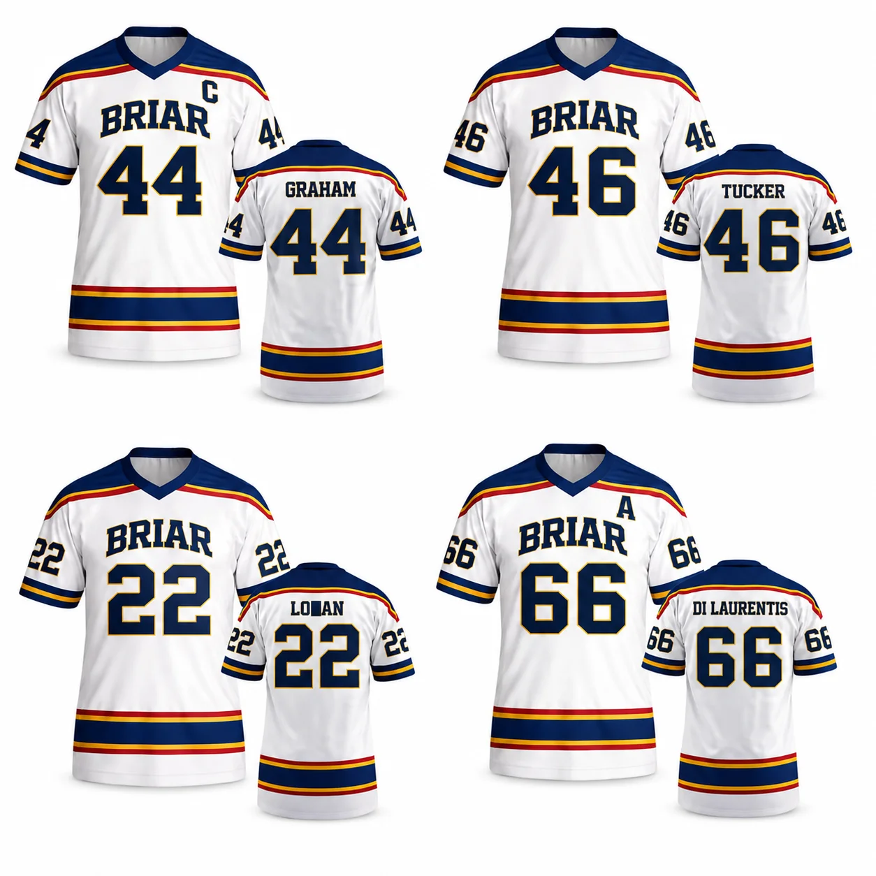 Off Campus TV Series Briar University Hockey Jersey Graham 44 Tucker 46 Lohan 22 Di Laurentis 66 Unisex Loose Summer T-shirt