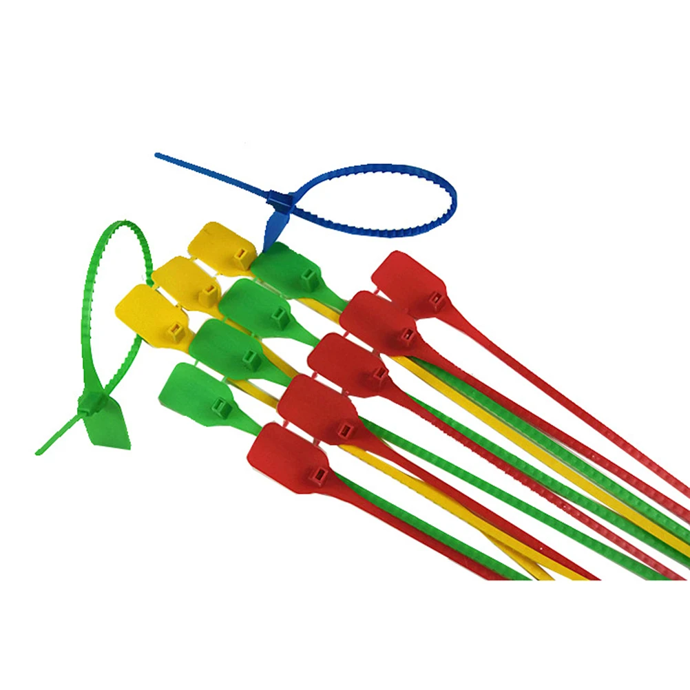

50 Pcs Plastic Seal Bundling Cable Tie Fixing Ring Self-locking Sign Board Loop Adhesive Tape