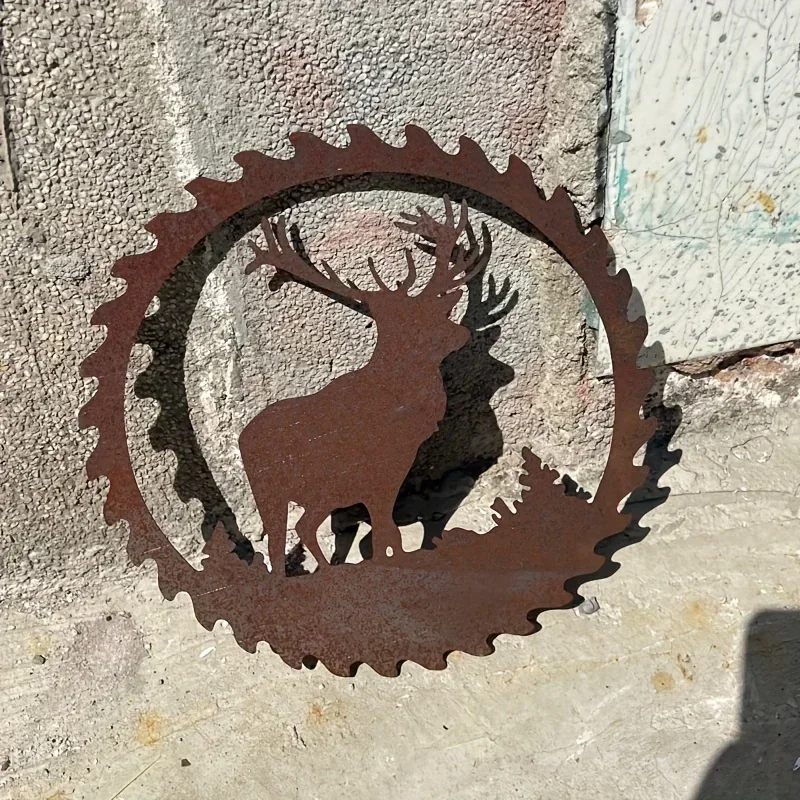 Rusty Deer Metal Iron Crafts Outdoor Garden Yard Ornaments Hanging Art Metal Wall Decorations Outdoor Decor Metal Wall Hanging