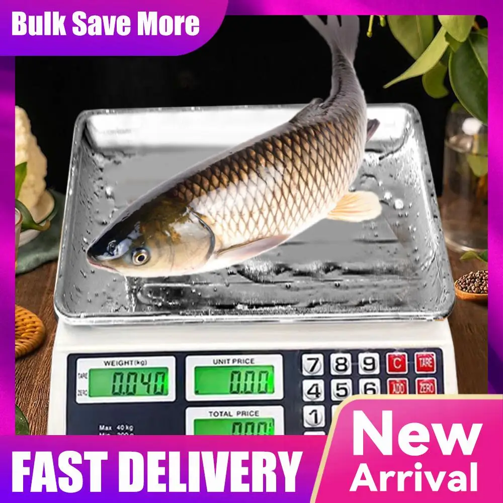 40kg/1g Price Computing Scale with Stainless Steel Plate Electronic Small Scale LCD Digital Display for Farmers Market Meat Shop