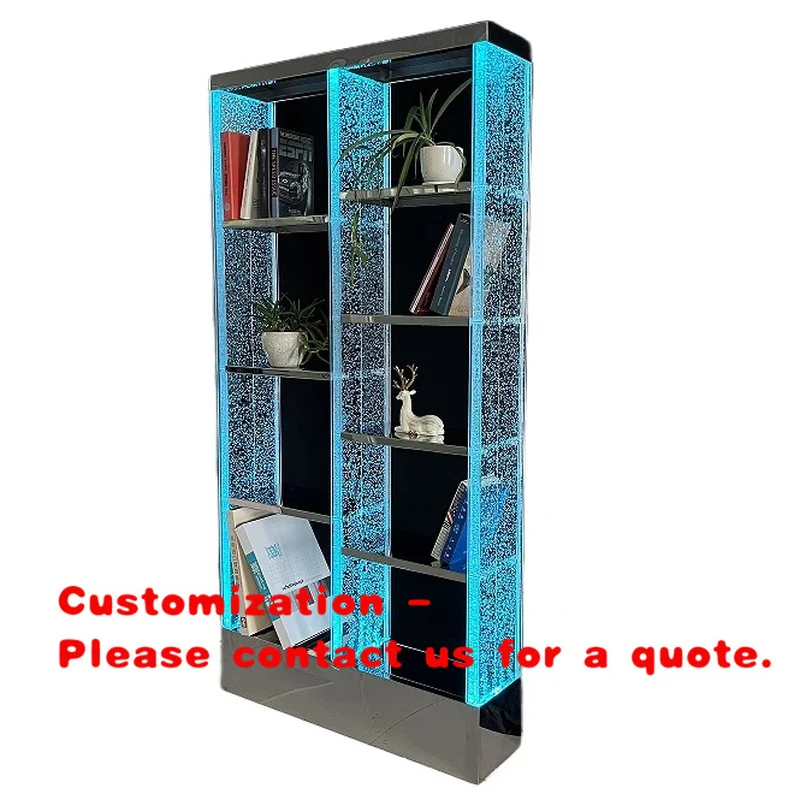 custom.Modern Metal Book Shelf with Bubble Screen&Room Divider with RGB Led Light Home&Hotel&School Decoration
