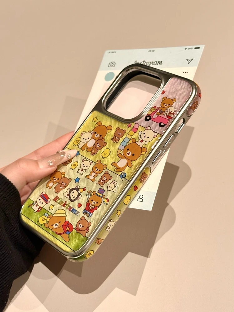 

Чехол для iPhone с серебряной рамкой и велосипедным медведем, силиконовый женский защитный чехол с полным покрытием для 5 pro Max 6 pro Fem V...