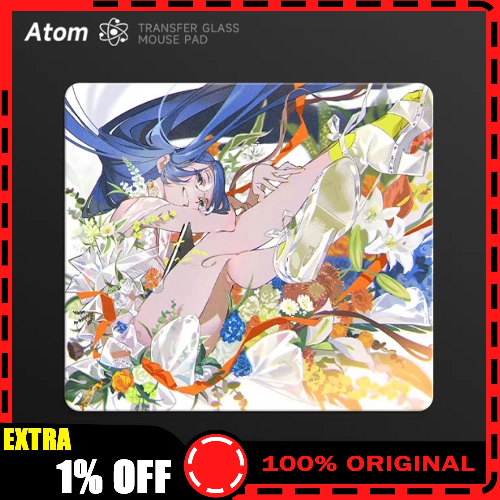 

ATOM Glass Mousepad Both Smoothness And Speed Mouse Pad Laser Engraving Forge Dirt Tolerance For APEX Valorant Pc Accessories