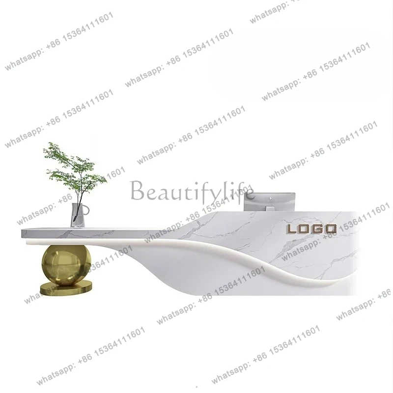 

Simple modern high-end company front desk hotel clubhouse reception desk paint checkout page table