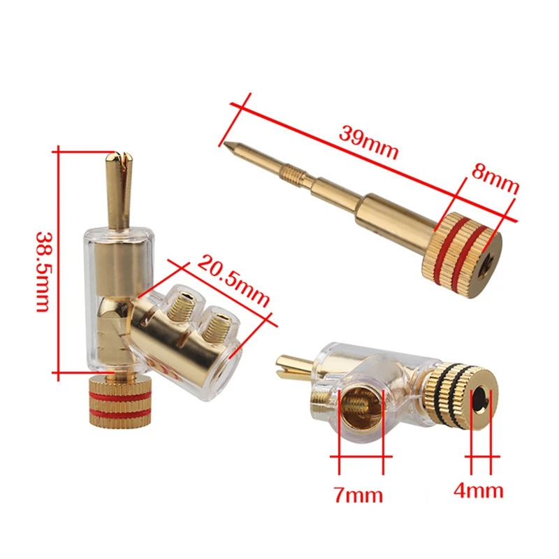 Self-Locking Banana Plug  Hi-End Copper Speaker Terminal Connector Audio Amplifier Y-Shaped Adapter 1Pair
