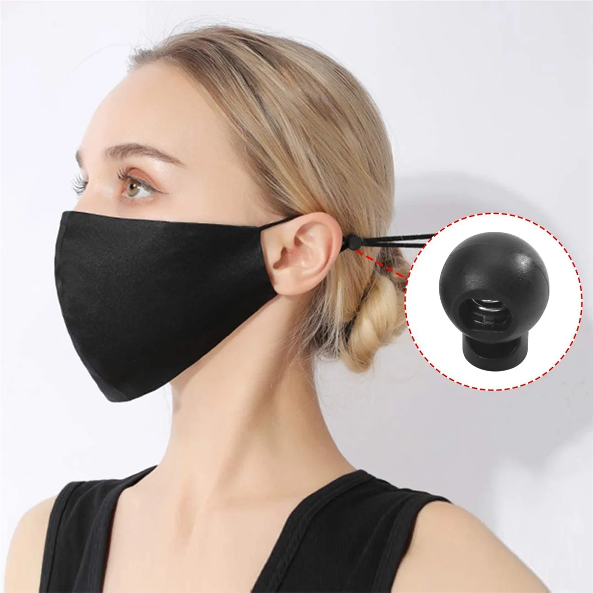 ABLK 100-delige snoerstopper DIY zwarte plastic connector snoervergrendeling stop schakelaarafdekking