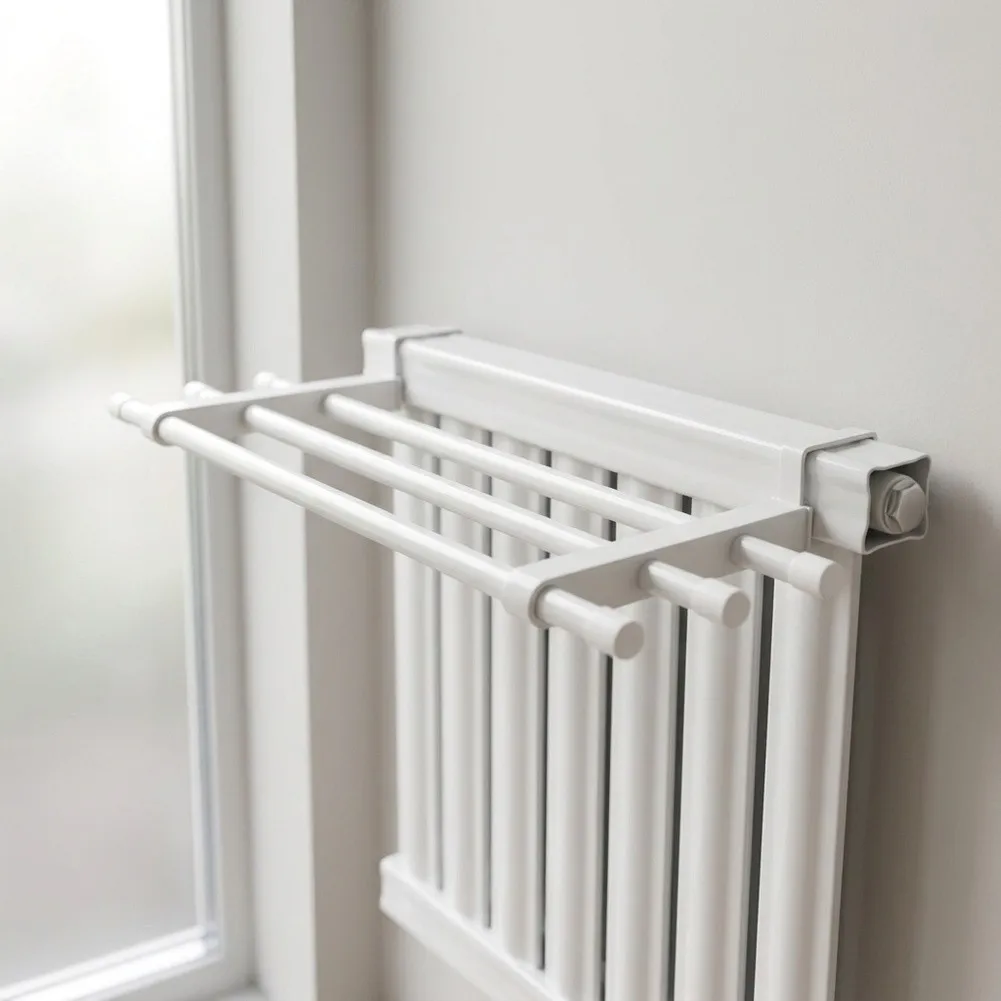 Elegant White Radiator Drying Rack for Home Use 30cm and 40cm Sizes Space Saving Design Easy Install No Screws Needed