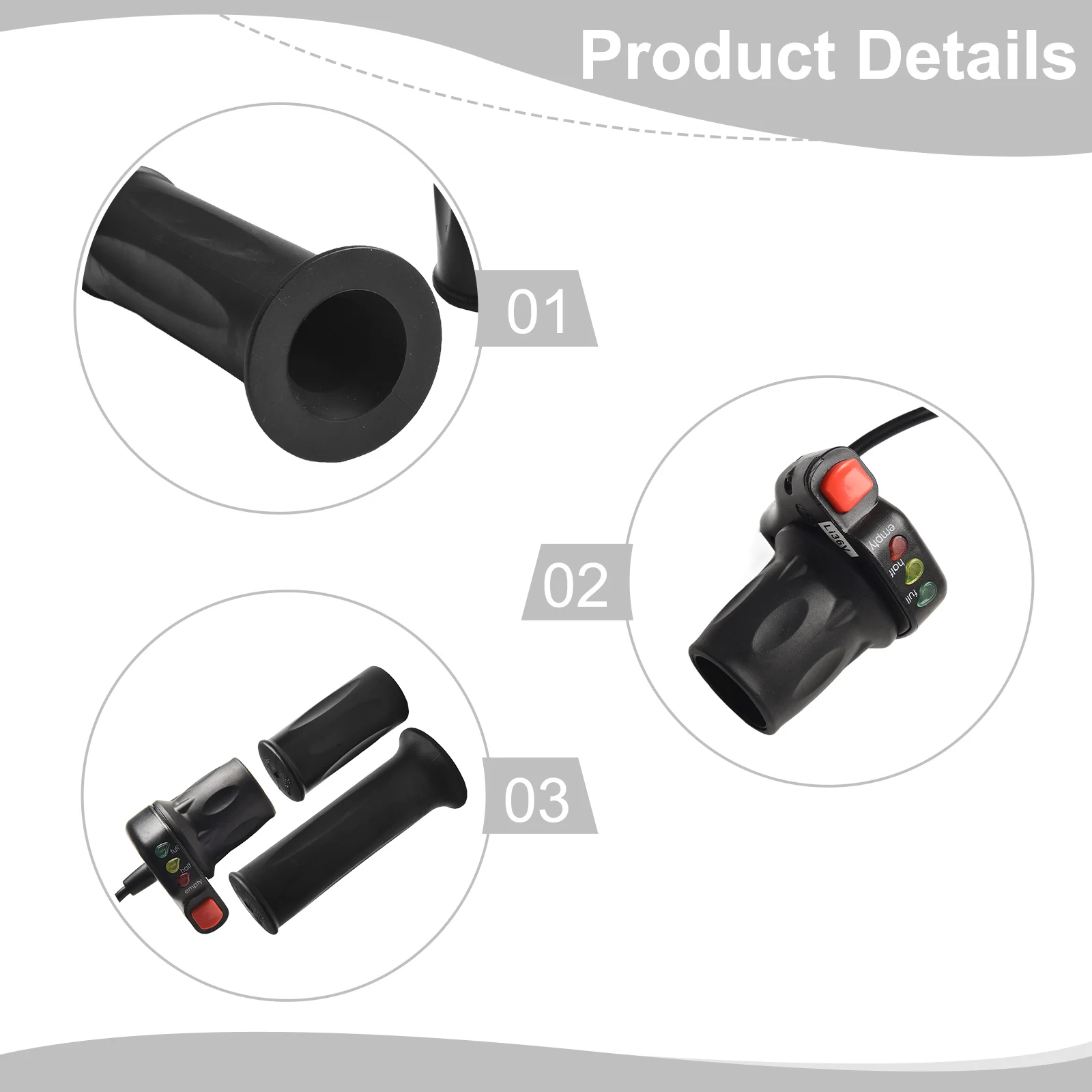 E-Bike Parts Thumb Throttle 1 Pair 36/48V Electric Speed Control Easy To Carry Easy To Install Waterproof Connector