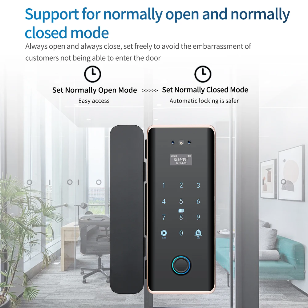 Tuya 3D フェイススマートガラスドアロックセキュリティカメラ顔認識指紋カードパスワード生体認証キーアプリロック解除