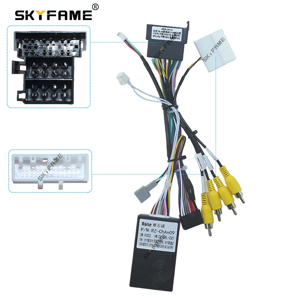 SKYFAME Car 16pin Wiring Harness Adapter Canbus Box Decoder Android Radio Power Cable For Chana CS75 CS35 EADO CHAN-RZ-09