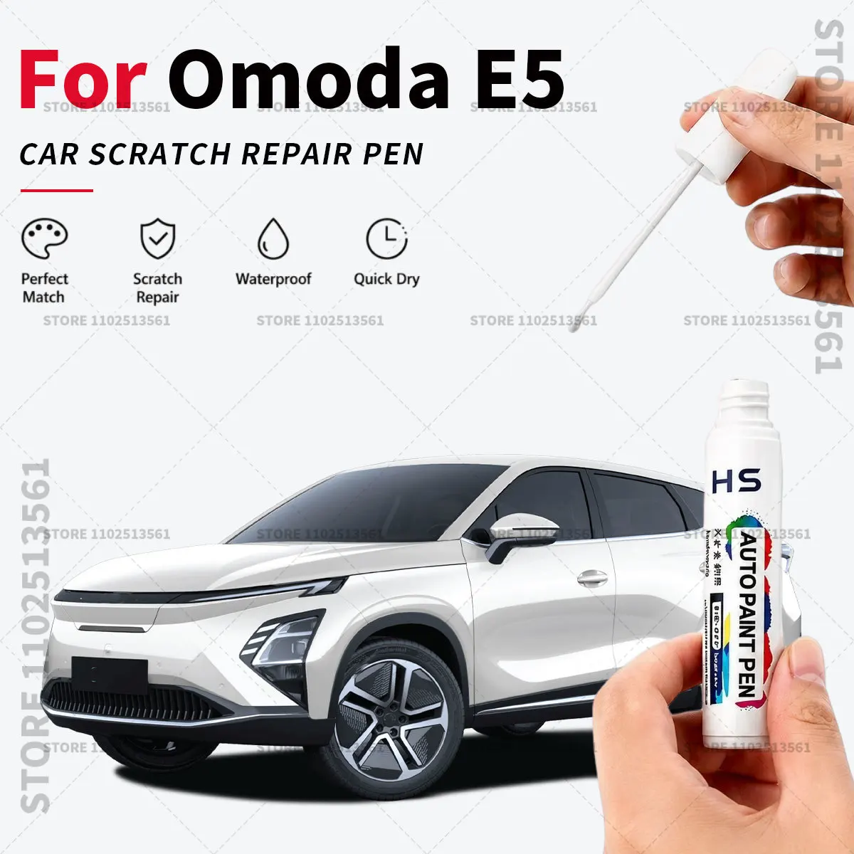 

For Chirey Chery Omoda E5 Touch Up Paint Pen Quick Repair Car Scratch Chip Paint Brush green Dark black white Phantom grey Red