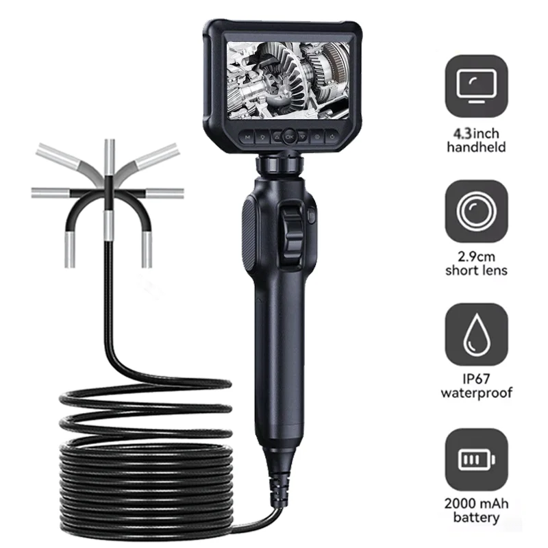 

Industrial Endoscope Camera 360 Degree Rotation 4.3 inch Display HD 1080P Inspection Borescope Waterproof for Car Engine Vehicle