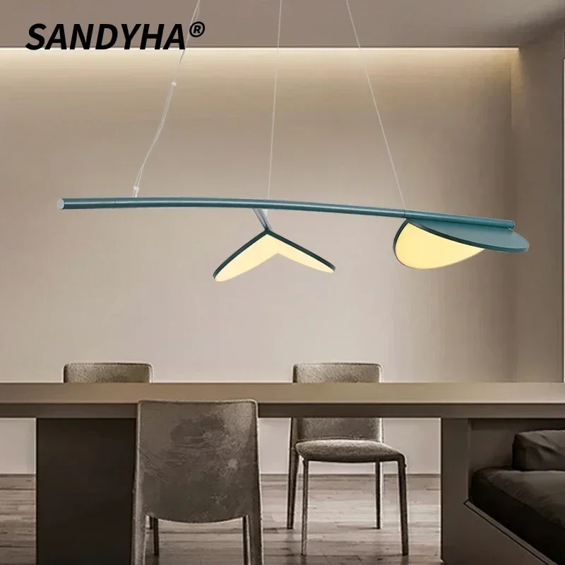 SANDYHA Apricot Leaf LED Chandelier Elegant Modern Stylish Suspension Lighting for Dining Room Living Room Bedroom Accent Decor